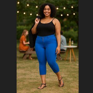 Torrid Crop Skinny Jegging Jeans 18 Nautical Blue Super Soft High Rise Stretch